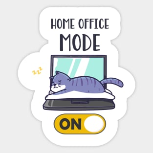 Home Office Mode On Funny Cat Laptop Sleep Sticker